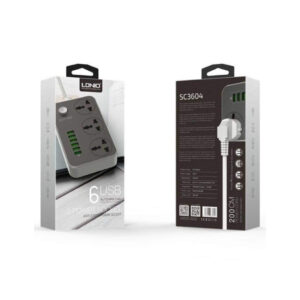 Multiprise 6 Entrées USB 5V 3.4A 2500 W 2m LDNIO SC3604