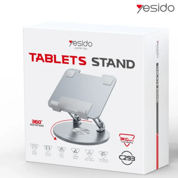 Support de bureau pliable rotatif à 360 degrés pour tablette Yesido C293