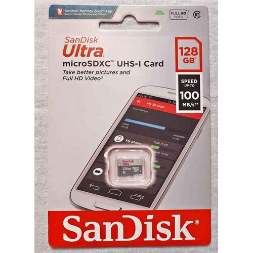 Carte Mémoire Micro Sd 16GB / 32GB / 64GB /128GB /256 GB 100 MB/S SANDISK ULTRA