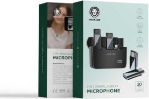 Microphone à affichage numérique 2 en 1, connecteur de type C, Noir Green Lion