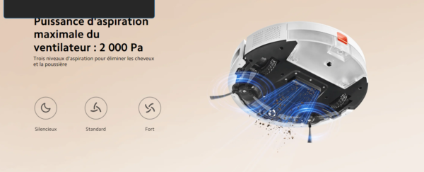Robot Aspirateur Laveur Intelligent WiFi,Autonomie 110 Min,Contrôl Par Application XIAOMI E5