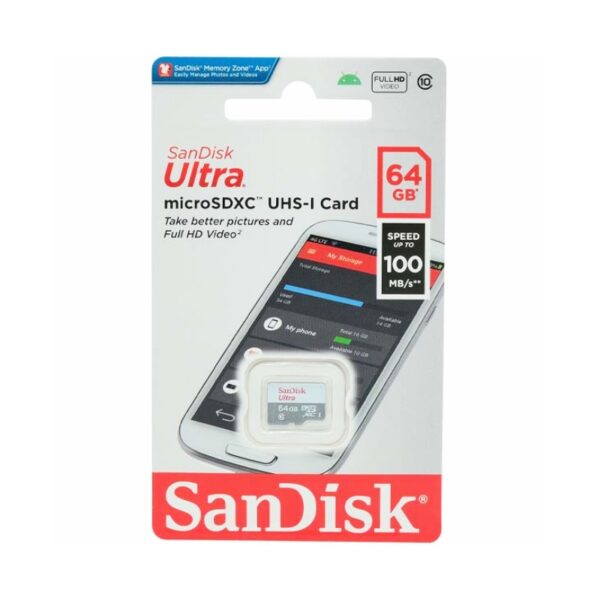 Carte Mémoire Micro Sd 16GB / 32GB / 64GB /128GB /256 GB 100 MB/S SANDISK ULTRA
