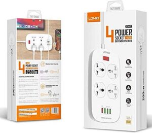 Multiprise 4 Prise Avec 4 Entrées USB 5V 3.1A 2500W 2m LDNIO SC4407