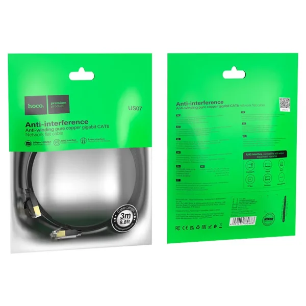 Cable de 3m Gigabit Ethernet RJ45 Cat-6 US07 Général HOCO