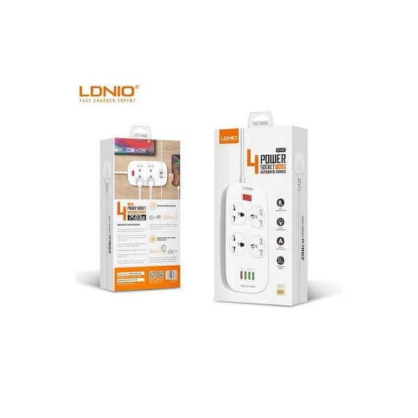 Multiprise 4 Prise Avec 4 Entrées USB 5V 3.1A 2500W 2m LDNIO SC4407