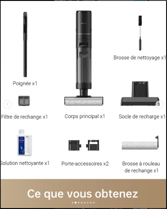 DREAME H12 Pro Aspirateur Eau Et Poussière Intelligent Sec Et Humid,900ml,Autonomie 35Min,ÉcranLED