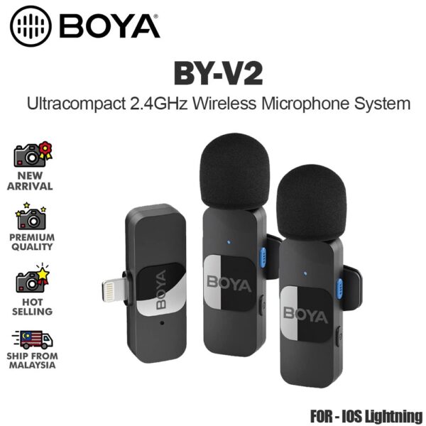 Microphone Sans Fil Ultracompact 2,4 GHz Portée De 50m BOYA BY-V2
